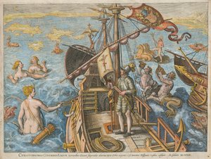 Christophe Colomb Ligur Americae Retectio, 1591 - Stradanus