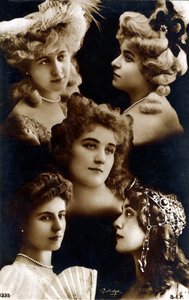 Éternel féminin, mosaïque de portraits de jeunes femmes, vers 1900