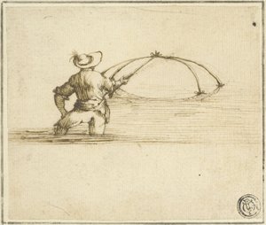 Pêcheur avec filet - Style of Jacques Callot
