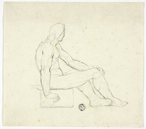 Nu masculin assis - Style of Jacques Louis David