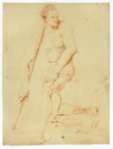 Nu académique masculin appuyé sur un bâton - Style of Pompeo Girolamo Batoni