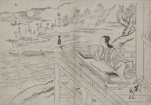 Illustration Dépeignant Dame Murasaki - Sukenobu Nishikawa