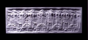 Impression de sceau cylindrique à poignée, Uruk (maintenant Warka, Irak), vers 3300-3000 av. J.-C. - Sumerian Sumerian