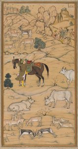 Akbar montant son cheval, page du Chester Beatty Akbar Nama Histoire d