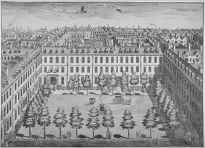 Vue en plongée de Devonshire Square, Cité de Londres, 1740