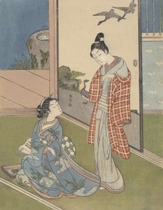 Une fille écrivant une lettre, 18ème siècle - Suzuki Harunobu