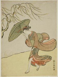 Un jour venteux - Suzuki Harunobu