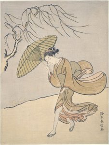 Un jour venteux en été - Suzuki Harunobu