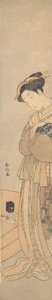 Une Oiran tenant un chien noir, vers 1769 - Suzuki Harunobu