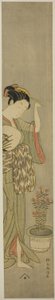 Beauté ajustant sa barrette - Suzuki Harunobu