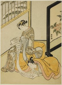 Couple lisant une lettre - Suzuki Harunobu