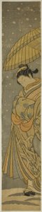 Courtisane en parade sous la neige tombante - Suzuki Harunobu