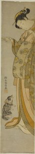 Courtisane avec son animal de compagnie - Suzuki Harunobu
