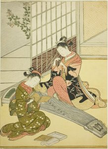 Oies descendantes des ponts de Koto (Kotoji no rakugan), de la série « Huit vues du salon (Zashiki hakkei) » - Suzuki Harunobu