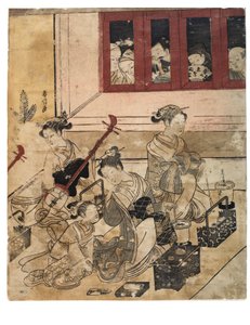 Quatre filles de Yoshiwara dans une chambre