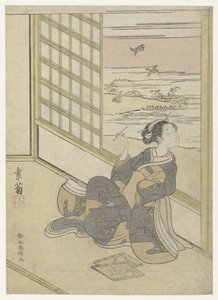 Fille écoutant les bécassines - Suzuki Harunobu