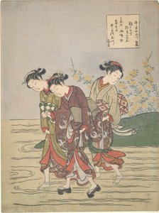 Filles Traversant le Ide no Tamagawa - Suzuki Harunobu