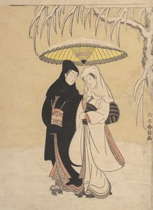 Amoureux marchant dans la neige Corbeau et Héron, 1764-72