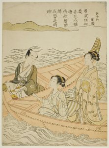Rencontre sur la rivière (parodie de Hakurakuten) - Suzuki Harunobu