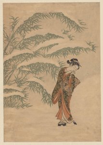 Fille et boule de neige - Suzuki Harunobu