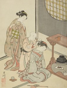 Pluie nocturne sur le stand de thé - Suzuki Harunobu