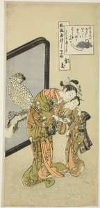 Komachi perroquet (Omu Komachi), de la série Les sept aspects à la mode de Komachi (Furyu yatsushi nana Komachi) - Suzuki Harunobu