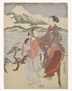 Homme et femme fumant à cheval
