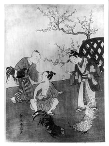 Le combat de coqs - Suzuki Harunobu