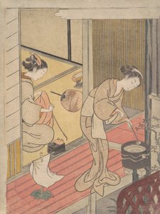 Les voiles de retour du porte-serviettes, vers 1766 - Suzuki Harunobu