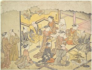 La coupe de saké de mariage : Les cérémonies de mariage - Suzuki Harunobu