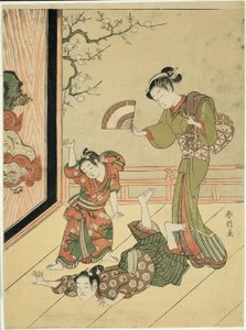 Le Match de lutte (parodie de Ushikawamaru et Benkei) - Suzuki Harunobu