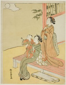 Regardant la lune - Suzuki Harunobu