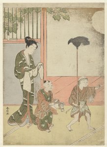 Femme et petits garçons jouant