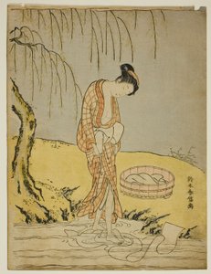 Lavage de linge dans un ruisseau - Suzuki Harunobu