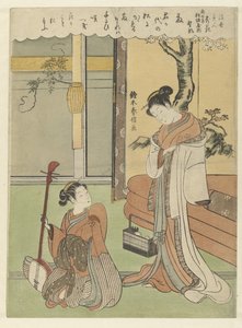 Glycine: la courtisane Nokaze de Matsuzakaya du Sud (Minami no kata Matsuzakaya uchi Nokaze, Fuji) (série: Beautés du monde flottant; poèmes sur les fleurs) (série: Ukiyo bijin, hana ni yoseru)