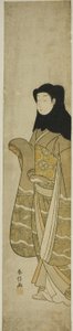 Femme portant une capuche noire - Suzuki Harunobu