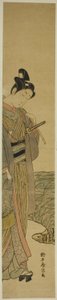 Jeune homme avec canne à pêche et filet - Suzuki Harunobu