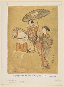Jeune noble à cheval - Suzuki Harunobu