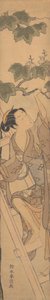 Jeune femme grimpant à une échelle, vers 1768 - Suzuki Harunobu