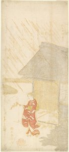 Jeune femme tenant une branche de kerria - Suzuki Harunobu