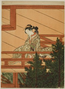 Jeune femme assise sur le balcon du temple de Kiyomizu