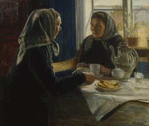 Deux femmes buvant du café