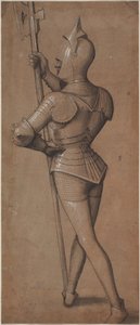 Chevalier en armure tenant une hallebarde - Swabian School