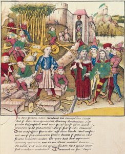 Fondation de la ville de Berne en 1191, miniature de Spiezer Bilderchronik, Suisse - Swiss School