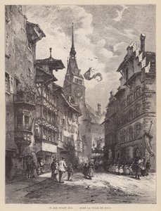 Dans la Ville de Zoug (gravure) - Swiss School