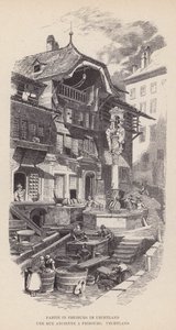 Partie à Fribourg en Uechtland, Une Rue Ancienne à Fribourg, Uechtland (gravure) - Swiss School