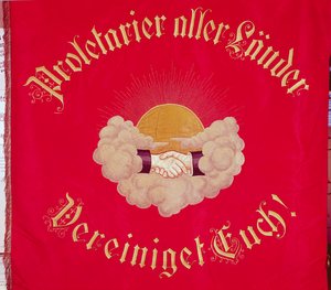 Prolétaires de tous les pays, unissez-vous, bannière syndicaliste - Swiss School