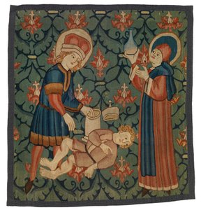Fragment de tapisserie représentant Saint Côme et Saint Damien - Swiss School