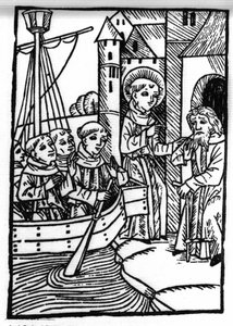 La légende de Saint Brendan (Brandan), héros et saint irlandais du 6ème siècle. Le saint rencontre l