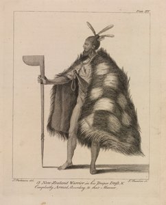 Un guerrier néo-zélandais dans sa tenue appropriée et complètement armé selon leur manière - Sydney (after) Parkinson